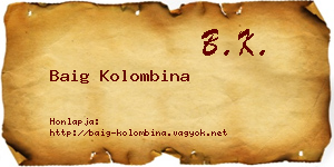 Baig Kolombina névjegykártya